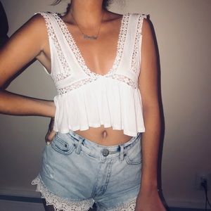 Urban Outfitters White Lace Flow Crop Top!